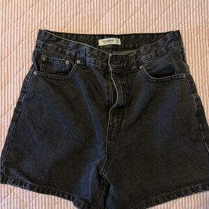 Pull&Bear Black High-Rise Denim Shorts